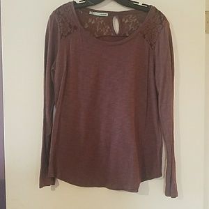 Maurices L knit long sleeve top lace shoulder